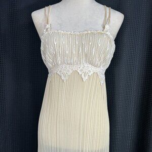 Flora Nikrooz for Saks Fifth Avenue Chemise Slip Pleated with Lace Trim Size P